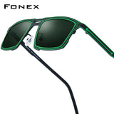 FONEX Titanium Women Square Polarized Sunglasses 85925T