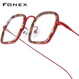 FONEX Acetate Titanium Glasses Frame Men Square Eyeglasses 85894
