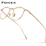 FONEX Titanium Glasses Frame Men Semi Rimless Round Eyeglasses MF-001