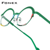 FONEX Pure Titanium Glasses Frame Women Oval Eyeglasses 85926