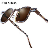 FONEX Titanium Women Square Round Polarized Sunglasses 85924T