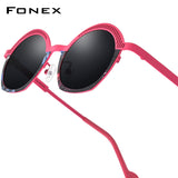 FONEX Titanium Women Oval Polarized Sunglasses 85926T