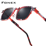 FONEX Titanium Men Square Polarized Sunglasses 85910T