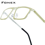 FONEX Pure Titanium Glasses Frame Men Square Eyeglasses 85925
