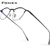 FONEX Titanium Glasses Frame Men Semi Rimless Polygon Eyeglasses MF-002