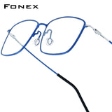 FONEX Titanium Glasses Frame Men Square Screwless Eyeglasses 85913