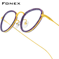 FONEX Acetate Titanium Glasses Frame Men Cat Eye Eyeglasses 85896