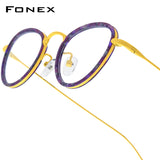 FONEX Acetate Titanium Glasses Frame Men Cat Eye Eyeglasses 85896