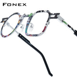 FONEX Titanium Glasses Frame Men Square Round Eyeglasses 85924