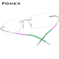 FONEX Titanium Glasses Frame Men Rimless Eyeglasses 85899