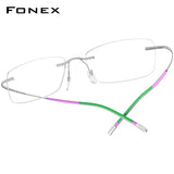FONEX Titanium Glasses Frame Men Rimless Eyeglasses 85899