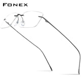 FONEX B Titanium Glasses Frame Men Brand Rimless Eyeglasses F85870