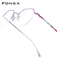 FONEX Pure Titanium Glasses Frame Women Polygon Eyeglasses 85866