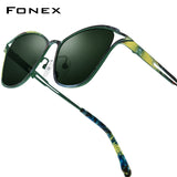 FONEX Titanium Women Cat Eye Polarized Sunglasses 85922T