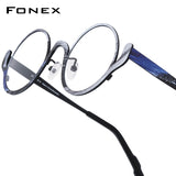 FONEX Pure Titanium Glasses Frame Women Round Eyeglasses 85935
