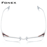 FONEX Titanium Glasses Frame Men Semi Rimless Square Eyeglasses 85920