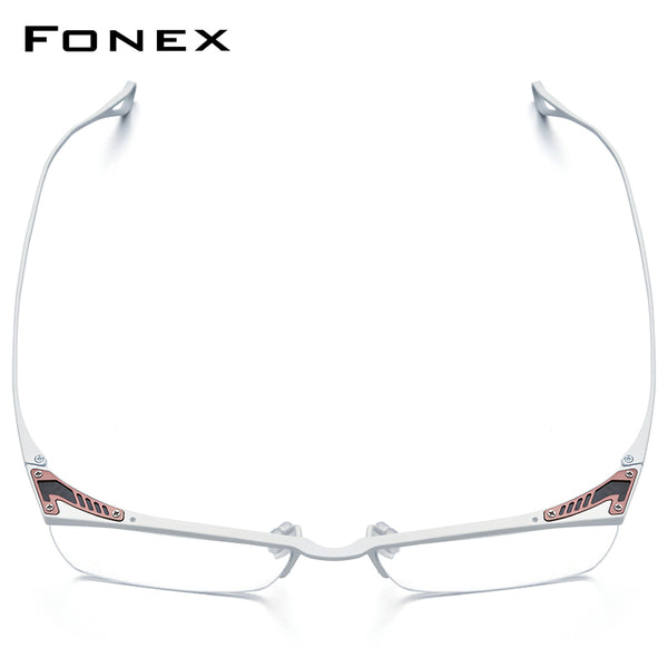 FONEX Titanium Glasses Frame Men Semi Rimless Square Eyeglasses 85920