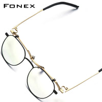 FONEX Titanium Glasses Frame Men Round Eyeglasses 400T