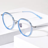 FONEX Acetate Titanium Glasses Frame Men Round Eyeglasses N-027