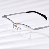 FONEX Pure Titanium Glasses Frame Men Semi-Rimless Eyeglasses 85912