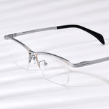 FONEX Pure Titanium Glasses Frame Men Semi-Rimless Eyeglasses 85912