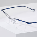 FONEX Titanium Glasses Frame Men Semi-Rimless Square Eyeglasses 85919