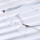 FONEX Titanium Glasses Frame Men Semi Rimless Square Eyeglasses 85920