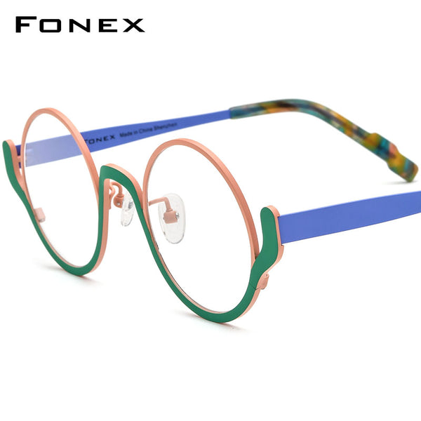 FONEX Titanium Glasses Frame Women Round Eyeglasses F85798