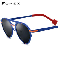 FONEX Pure Titanium Women Cat Eye Polarized Sunglasses F85841T