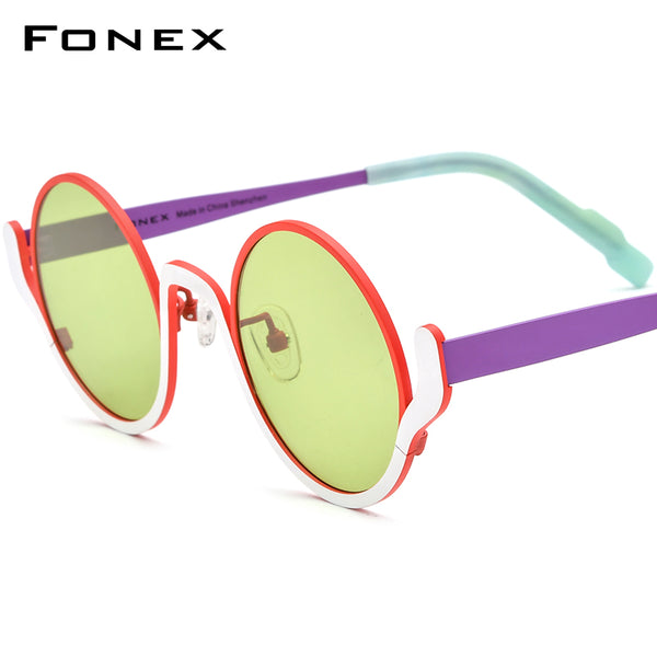 FONEX Titanium Men Round Polarized Sunglasses F85798T