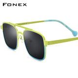 FONEX Pure Titanium Men Square Polarized Sunglasses F85789T