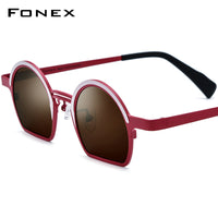 FONEX Titanium Men 3/4 Round Polarized Sunglasses F85840T