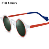 FONEX Titanium Men Round Polarized Sunglasses F85807T