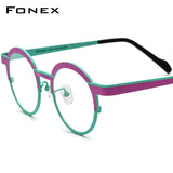 FONEX Pure Titanium Glasses Frame Women Round Eyeglasses F85832