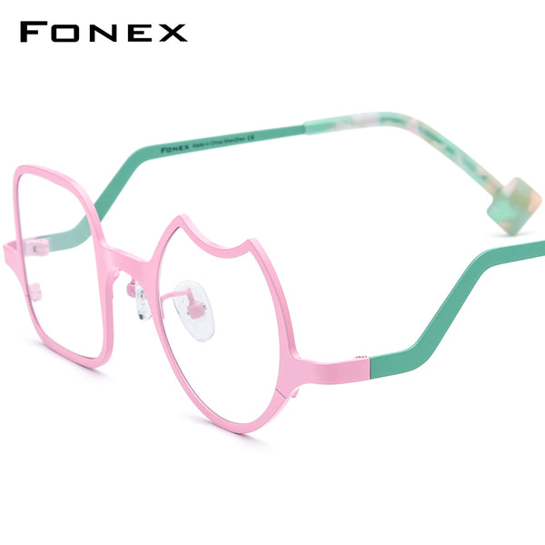 FONEX Colorful Titanium Glasses Frame Men Irregular Eyeglasses F85787
