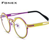 FONEX Pure Titanium Glasses Frame Women Round Eyeglasses F85835