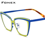 FONEX Pure Titanium Glasses Frame Women Cat Eye Eyeglasses F85809