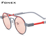 FONEX Pure Titanium Women Round Polarized Sunglasses F85831T