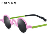 FONEX Titanium Round Semi Rimless Nylon Sunglasses F85810T