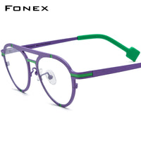 FONEX Pure Titanium Glasses Frame Women Cat Eye Eyeglasses F85841