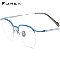 FONEX Titanium Glasses Frame Men Semi Rimless Eyeglasses F90036