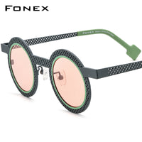 FONEX Titanium Men Round Polarized Sunglasses F85821T