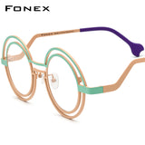 FONEX Pure Titanium Glasses Frame Women Round Eyeglasses F85823