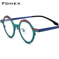 FONEX Pure Titanium Glasses Frame Women Polygon Eyeglasses F85803