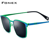 FONEX Titanium Polarized Sunglasses Men Square F85856T