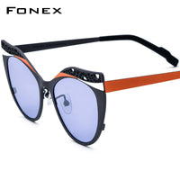 FONEX Pure Titanium Polarized Sunglasses Women Cat Eye F85825T