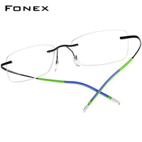 FONEX Titanium Glasses Frame Men Rimless Eyeglasses 85899