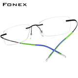 FONEX Titanium Glasses Frame Men Rimless Eyeglasses 85899