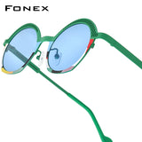 FONEX Titanium Women Oval Polarized Sunglasses 85926T