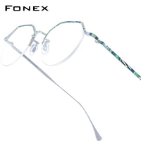 FONEX Pure Titanium Glasses Frame Women Polygon Eyeglasses 85866